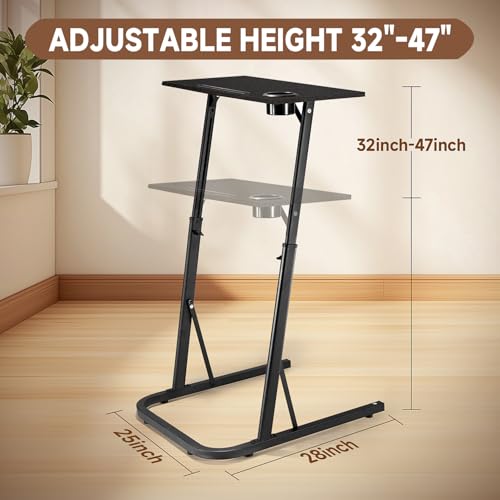 Image of Adjustable Treadmill Walking Pad Desk, for Bike /Cycling Trainer, Workstation Standing Desk, Trainer Stand Table for Indoor, Treadmill Attachment-Exercise While Working or Watching TV, Black