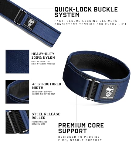 Image of Gymreapers Quick Locking Weight Lifting Belt for Men Gym Belt for Powerlifting Deadlift Belt with 4 Inch Neoprene Metal Buckle Back Support Weightlifting Belt Women