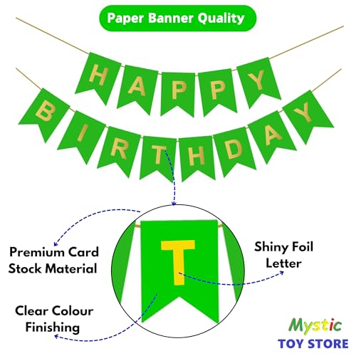 Image of 5th Happy Birthday Decoration Kit Green for 5 year Old Boys Girls Baby with Number Five Party Decorations Decor Celebration Items Item Set Combo Reusable Paper Banner
