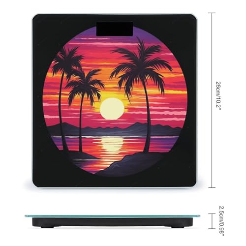 Báscula de baño digital diseño Palm Tree Sunset 10.2x10.2x0.98 pulg miniatura 2