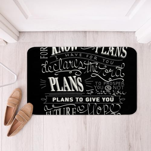 Feelyou Kids Vintage Bible Verse Bathroom Rugs Christian Bible Verse Jeremiah Bath Mats for Bathroom for Boys Children Teens Decor Modern Btah Rugs for Shower Tub Black Bathroom Accossories 20"x32"