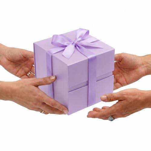 Image of LIFELUM Purple Gift Box for Birthday with Magnetic Lid, 7 inchx7 inchx7 inch