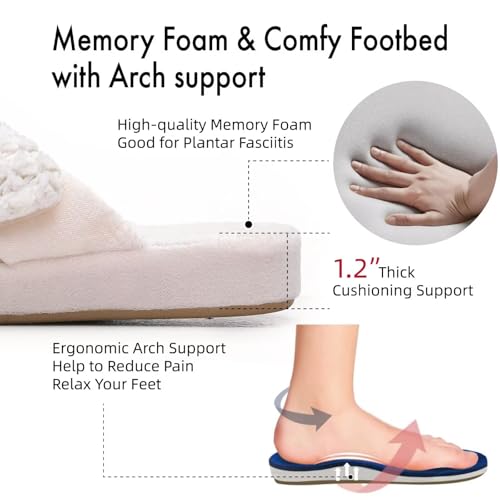 Women's Orthotic Slippers with Arch Support Adjustable Orthopedic Slipper Memory Foam Ladies House Shoes Indoor Slip On for Plantar Fasciitis4