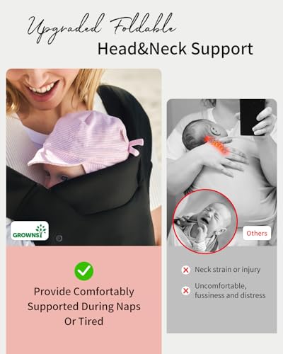 Image of GROWNSY Newborn Carrier, Ergonomic, Cozy Baby Carrier, Black
