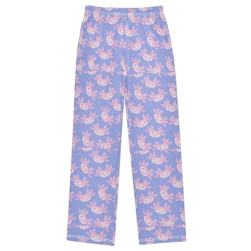 Pfrewn Pajama Pants Cartoon Axolotl Faces Casual Lounge PJ Bottoms with Pockets, M
