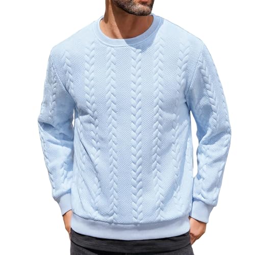 Pull en tricot pour homme manches longues manches jacquard col rond hiver