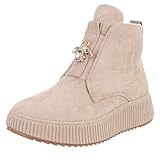  Ital Design Damenschuhe Stiefeletten Keilstiefeletten, 25820-, Textil, Beige, Gr. 38