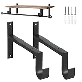 AddGrace Heavy Duty Closet Rod and Shelf Brackets 12 Inch Wall Mounted Closet Rod Bracket with Pole Holder Shelving Support with Screws for Laundry (2 Pack)