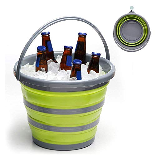 2.6 Gallons Fold Ice Bucket, Foldable Plastic Bucket For House Cleaning, Durable Bpa Free Gardening Bucket For Hiking, Backpacking, Camping, 10L - Green #TOP16
