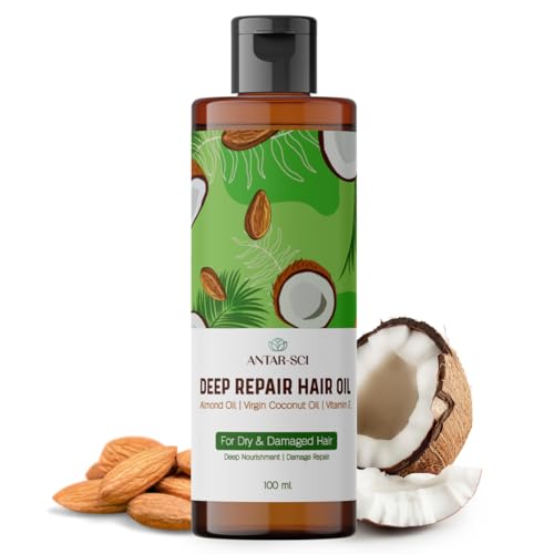 Hair Repair Oil – Upto 30x Stronger Hair | Non Sticky with Almond, Virgin Coconut & Vitamin E Oil | For Frizz Control and Damage Repair | Nourishes & Strengthens Dry, Damaged Hair | 100ml