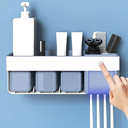 Esterilización inteligente Holder Kit Cepillo de dientes Pasta de dientes de almacenamiento del estante con la máquina de afeitar de la taza de baño Organizador Accesorios (Color : Grayish white)