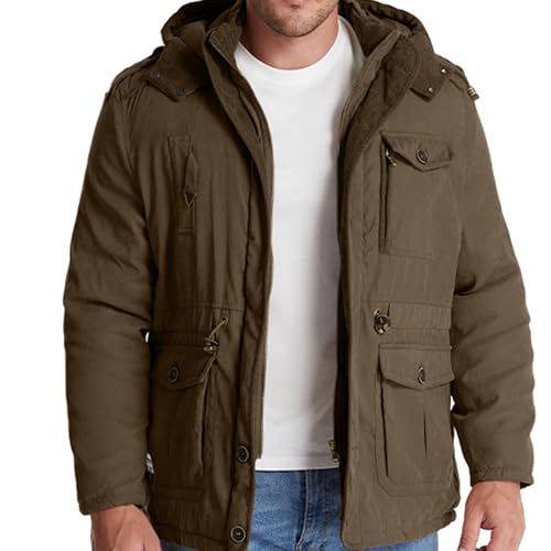 Parka épaissi hiver homme ZDJSWJ en bleu XL manteau militaire long