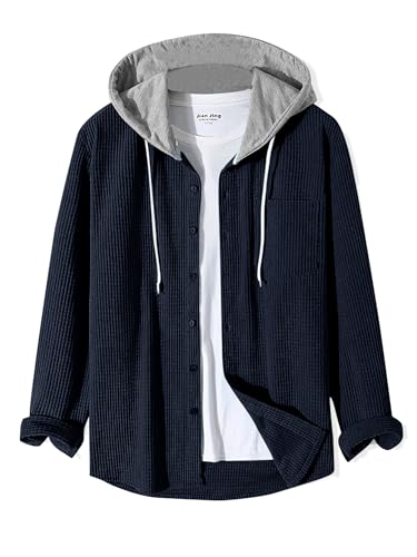Image of Noble Monk Men's Solid Regular Fit Shirts| Shirt with Hood | Casual Wear for Men | Full Sleeve Shirt | Stylish Shirts for Men