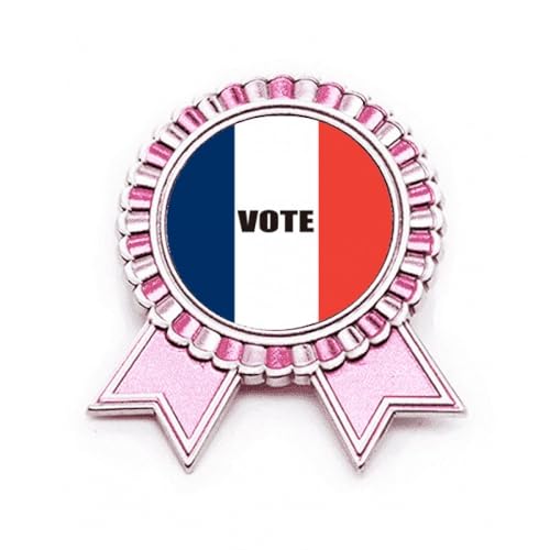 Broche drapeau France Rose en métal de taille M pour les élections
