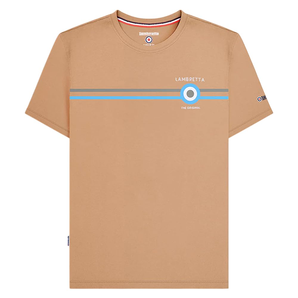 Lambretta Mens Classic Stripe T-Shirt - Sand - XL