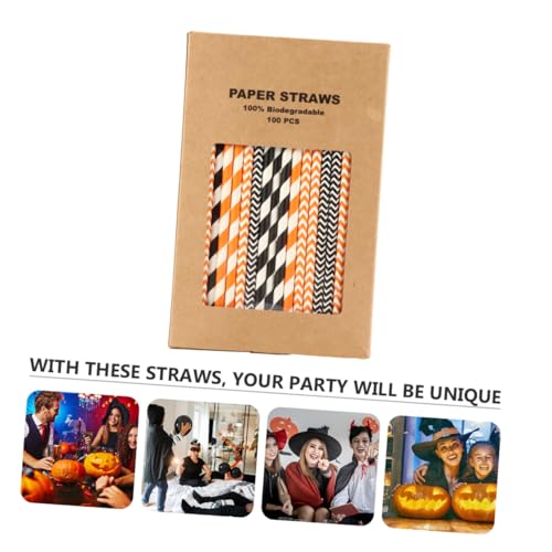 Yardwe 100 pitillos de papel Kraft biodegradables para Halloween miniatura 4
