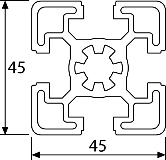 Profil aluminiowy 45x45S typ B rowek 10 (ci??ki), srebrny anodowany profil aluminiowy 45x45 profil aluminiowy 45x45 profil monta?owy 45 x 45 system monta?owy 1910 mm