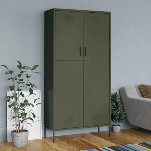 Mimdixy Armario armario abierto, armario verde oliva 90x50x180 cm acero, armario de ropa para dormitorio