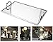 Elegant Silver Mirror Tray – with Chrome Edging and Handles – Rectangle Vanity Tray – Ideal for Ottoman, Coffee Table, Perfume Set, Living Room, Dining Room, Jewelry Tray, Whiskey Decanter Set 12 x 7