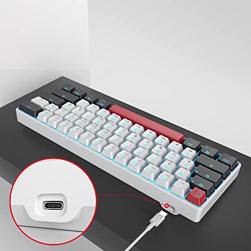 Image of 60% Mechanical Keyboard Mini Gaming Keyboard 60 Percent with Red Switch Wired Type-C Cable Mini Keyboard with Blue Light Backlight for Laptop /PC /Mac Gamer