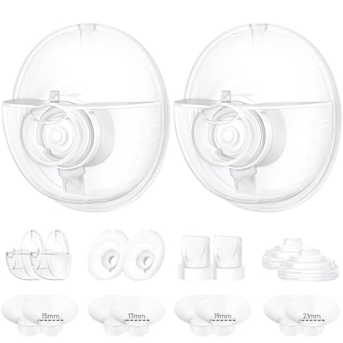 Image of Two Full Breast Pump Parts only Compatible with Momcozy M5 Breast Pump, Not for Others,Including 8pcs Flange Inserts 15/17/19/21mm*2, 24mm Flange*2, Collector*2, Duckbill Valve*2,Diaphragm*2