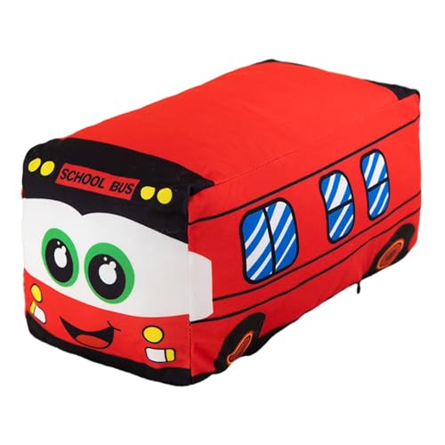 Perfeclan Autobús Escolar de Felpa, Coche de Peluche, Juguete para Dormir, compañeros, Almohada de Peluche para Estudio, Adornos para el, Rojo 20cm