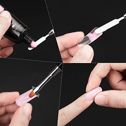 Dual-Ended Poly Gel Brush & Picker, 2 In 1 Design Nail Brush And Spatula, Stainless Steel Gel Nail Brush Tool For Acrylic Nails Extension Gel By Tiphulan (Black/2Pcs) #TOP1