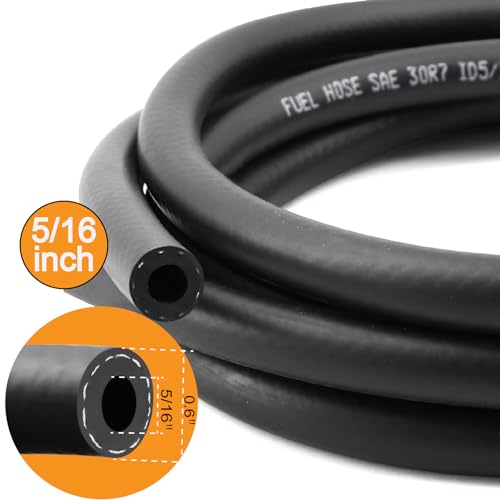 Image of 5 /16 Inch 25Ft Fuel Line Hose Push Lock NBR Rubber SAE 30R7 300PSI with 10Pcs Clamps Used in Automobile Engines Fuel Systems