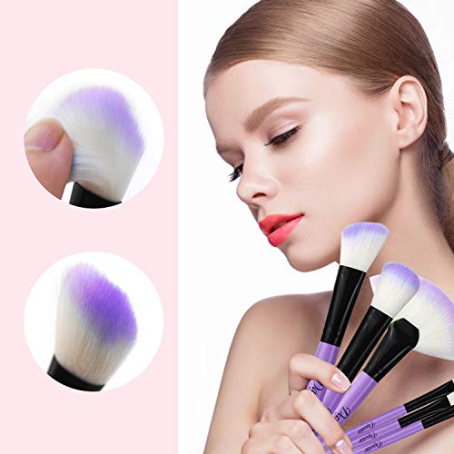 Daxstar Cosmetic Brushes Set Purple, Basic Beginner Makeup Brushes Collection 32 PCs Dense Fan Blending Highlighter Powder Mascara Brush with No-shed Brush Hair