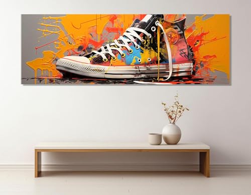 Tableau sur toile baskets graffiti déco murale chambre enfant 55x165 - 2