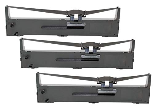 Farbband kompatibel für Epson S015337 S015329 FX890 FX890II FX890A LQ590 LQ590II LQ590IIN Schwarz 3 Stück ersetzt Epson Originalband für Nadeldrucker FX 890 LQ 590