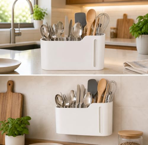 Image of Leawall Punch-Free Wall-Mounted Garbage Bag Storage Box - Plastic Kitchen and Household Drawable Trash Bag Dispenser,No-Drill Install Organizer for Kitchen,Bathroom and Office (2 Pcs Holder)