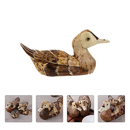 CLISPEED Estatueta de Pato de Madeira Bambu Natural Deixa Gansos Pato Escultura Colecionáveis ??Páss