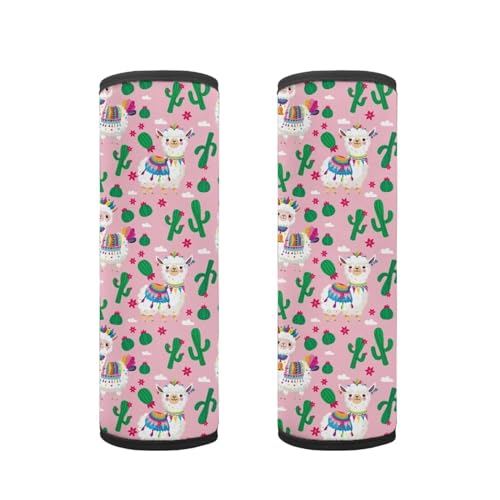 Biyejit Alpaca Cactus Car Seat Belt Cover Pad, Car Safety Seat Belt Strap Shoulder Pad for Adults and Children, Suitable for Car Seat Belt, Backpack, Shoulder Bag, Set of 2