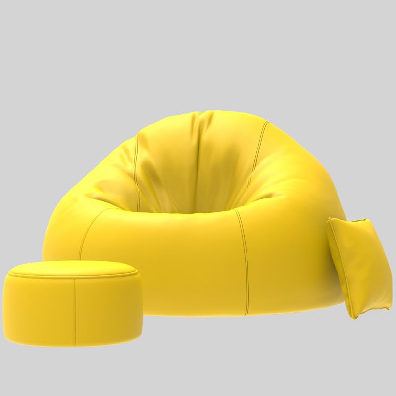 Image of with Beans Filled 5XL Luxura Elite Bean Bag Sofa with Free Cushion and Footrest - Official : ComfyCloud Combo (Matching Color : Regular, Yellow)