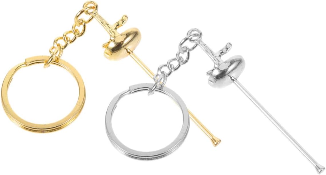 2pcs Metal Keychain Hanging Decor Fencing Design Key Accessories for Bags Keys and Lightweight and Stylish Fencing Ornaments