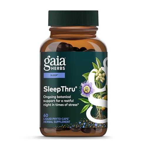 Gaia Herbs SleepThru – Sleep Support Supplement with Ashwagandha Root, Magnolia Bark, Passionflower & Jujube Date* – 60 Vegan Liquid Phyto-Caps (30 Servings)
