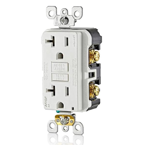 Leviton Dual-Function AFCI/GFCI Outlet, 20 Amp, Self Test, Tamper-Resistant with LED Indicator Light, Protection from Both Electrical Shock and Electrical Fires in One Device, AGTR2-W, White by Leviton - Image 4