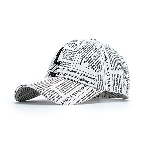 Acogo Newspaper Print Pattern Newsboy Cap Retro Peaked Cap For Men Women Unisex Street Graffiti Cap Hip Hop Visor Baseball Cap White #TOP3