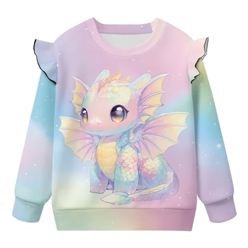 doginthehole Toddler Baby Girls Sweatshirts Crewneck Pullover Long Sleeve Ruffle Shirts Tops Girl Fall Clothes 1-8Y4