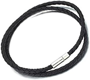 Amazon ノーブランド品 編み込み レザー ネックレス ブラック ワンタッチ メンズ ヨーロピアン チョーカー １本 ネックレス 通販