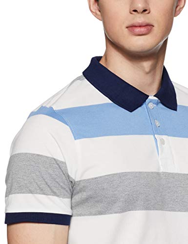 Image of Deniklo Men's Cotton Rich Half Sleeve Regular Fit Striped Polo T-Shirt (Available in Plus Size)