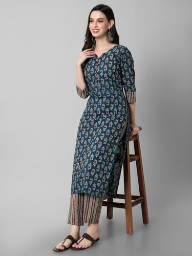 Image of rytras Women's Cotton Printed Kurta With Pant