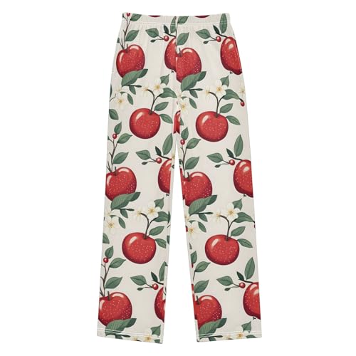 Pajama Pants Lounge Sleep PJ Bottoms Sleepwear Elastic Waist Drawstring XL Red Apple