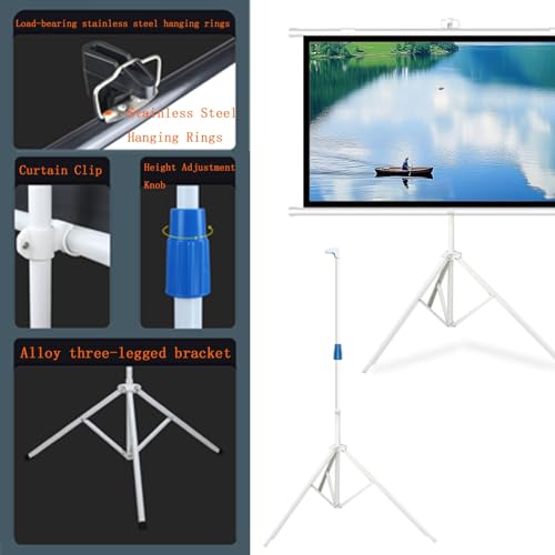 Pantalla de Proyector Portátil con Tripié, Interior, Ajustable 50 Pulgadas 4:3 para Proyección HD miniatura 4