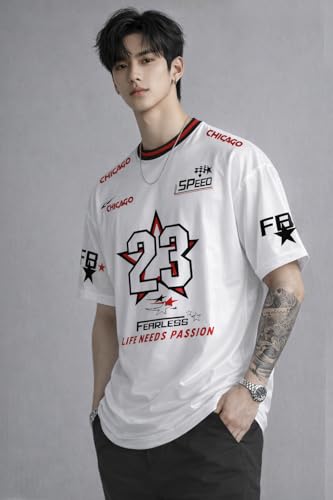 Image of Men's Polyester Oversize Printed T-Shirt, Color Block, Round Neck, Regular Fit, Urban Streetwear Theme
