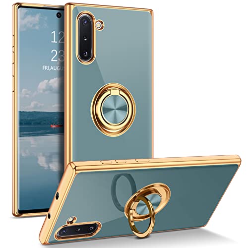 DUEDUE for Samsung Galaxy Note 10 Case with Ring Holder Kickstand 360 Degree Rotation Magnetic Car Finger Soft TPU Slim Cover Shockproof Full Body Phone Case for Samsung Note 10 6.3