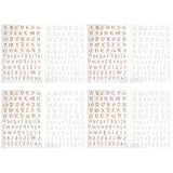 FIXOSHEE Nagelsticker 4 Satz mit Zahlen und Buchstaben Gold und Silber Selbstklebende Nagelkunst Sticker für Professionelle und Private Selbstgemacht Maniküre