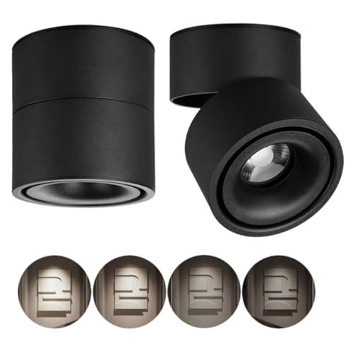 Image of Dimmable Ceiling Spotlight,Indoor 360Adjustable Surface Mounted LED 10W COB Ceiling Downlight-Wall Lamp for Picture Background Wall Display Lighting(Natural Light 4000K,Black)
