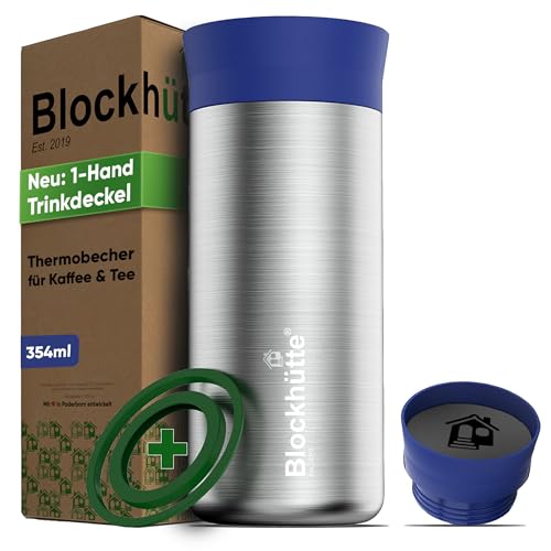 Blockhütte Thermos Kaffeebecher Edelstahl 354 ml, Kaffeebecher to go Thermo 8h heiße Getränke, Termokaffeebecher to go auslaufsicher, Thermobecher Kaffee spülmaschinenfest